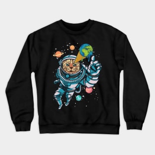 Cat in Space - Funny Spacesuit  Cat Graphic Crewneck Sweatshirt